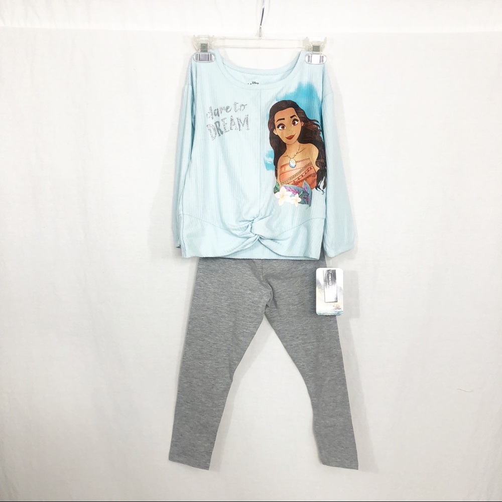 NEW Disney Moana Girls 2 Piece Set Top and Leggings Pants, Size 3T, Blue Gray - Picture 2 of 7